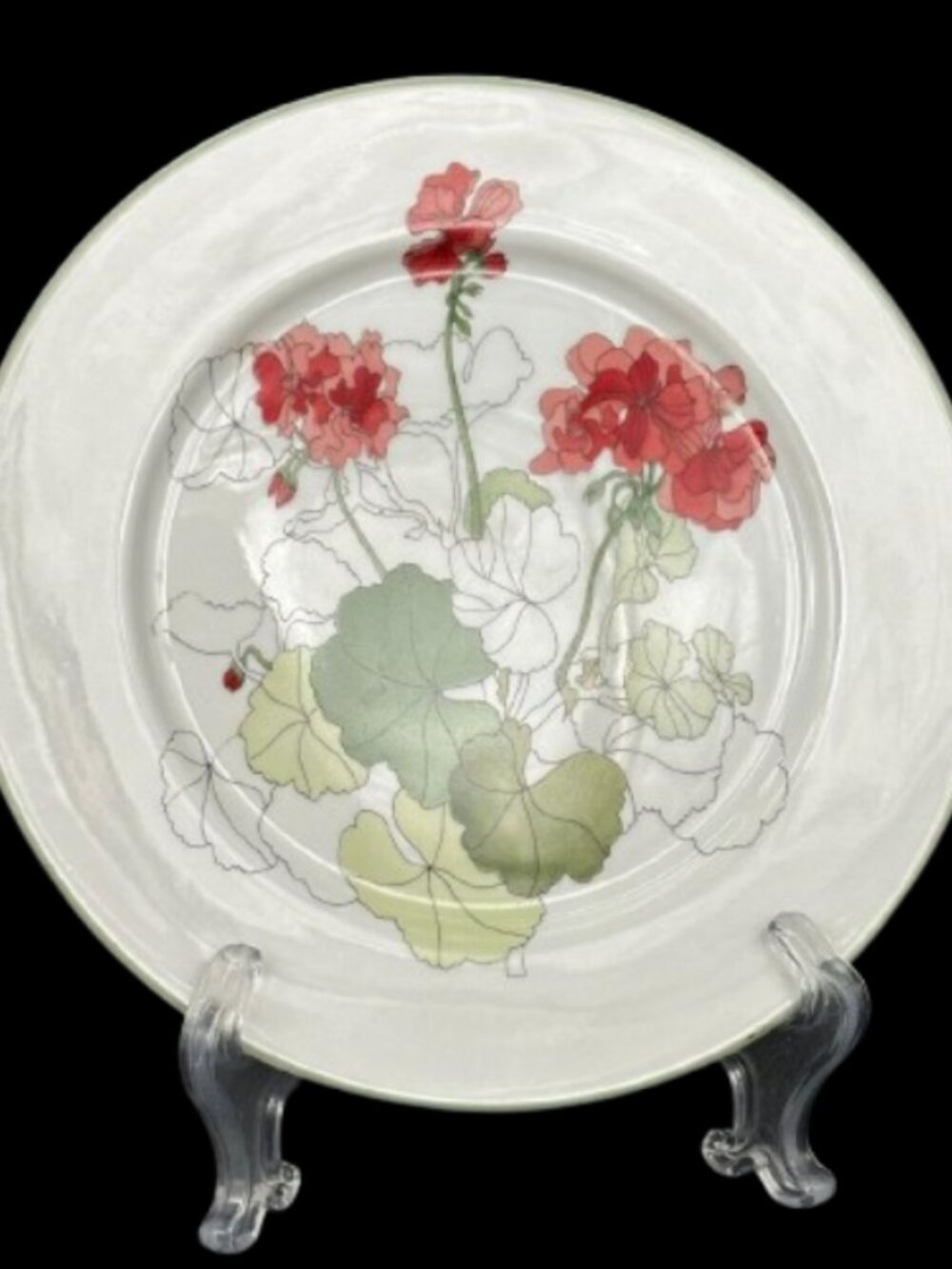 Vintage Block Spal Portugal Watercolor Series Geranium Salad Plate 8" - Picture 4 of 6